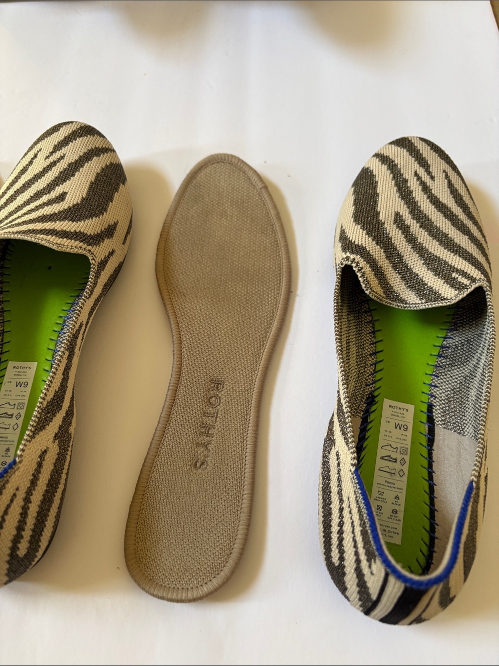Rothy’s Shimmer Zebra metallic thread flats Sz 9 New in box - Picture 7 of 10